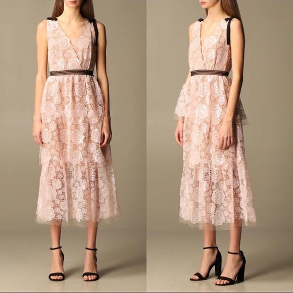 NWOT Self-Portrait Rose Pink Lace Sleeveless Dress - Picture 2 of 16